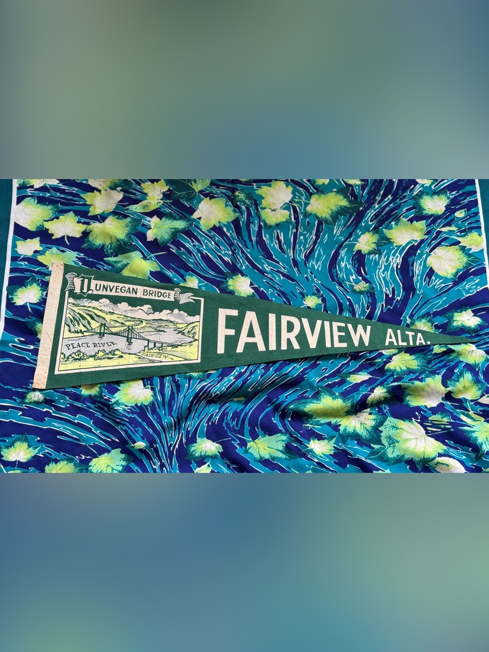 ✨Vintage Fairview AB Pennant Flag - Peace River - Dunvegan Bridge✨